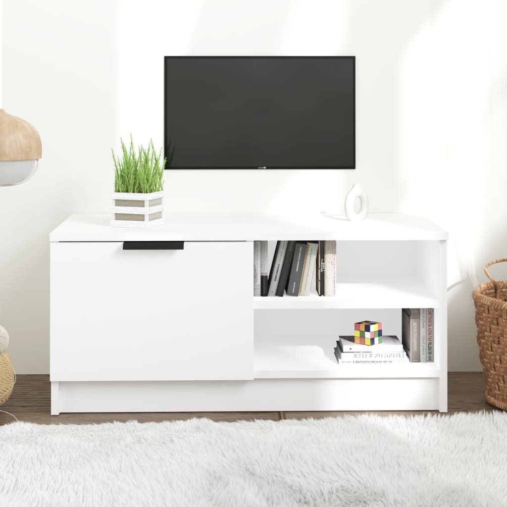 White TV cabinet 80x35x36.5 cm Engineered wood