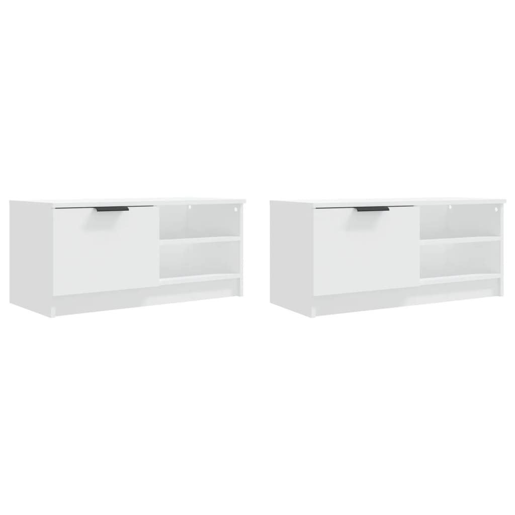 Meubles TV 2 pcs Blanc 80x35x36,5 cm Bois d'ingénierie