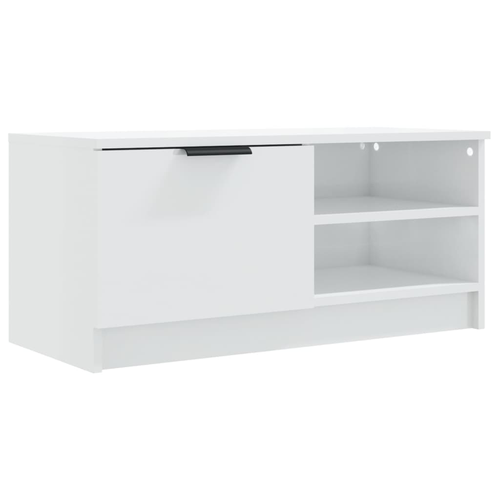 Meuble TV Blanc brillant 80x35x36,5 cm Bois d'ingénierie