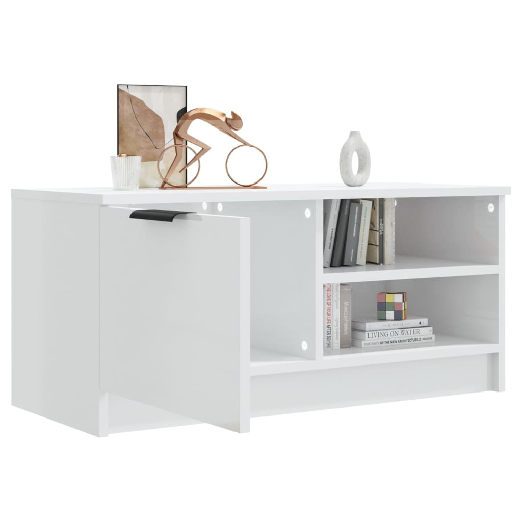 Meuble TV Blanc brillant 80x35x36,5 cm Bois d'ingénierie