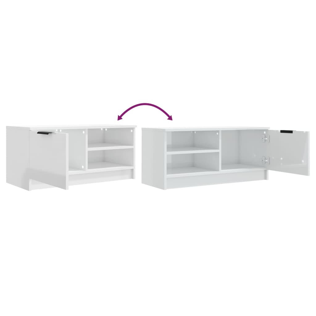 Meuble TV Blanc brillant 80x35x36,5 cm Bois d'ingénierie