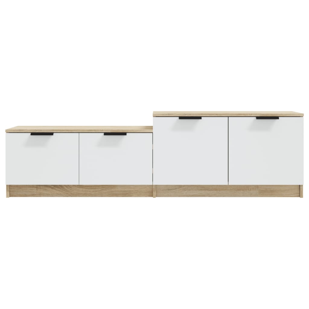 Meuble TV Blanc et chêne sonoma 158,5x36x45cm Bois d'ingénierie