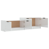 Meuble TV blanc brillant 158,5x36x45 cm bois d'ingénierie