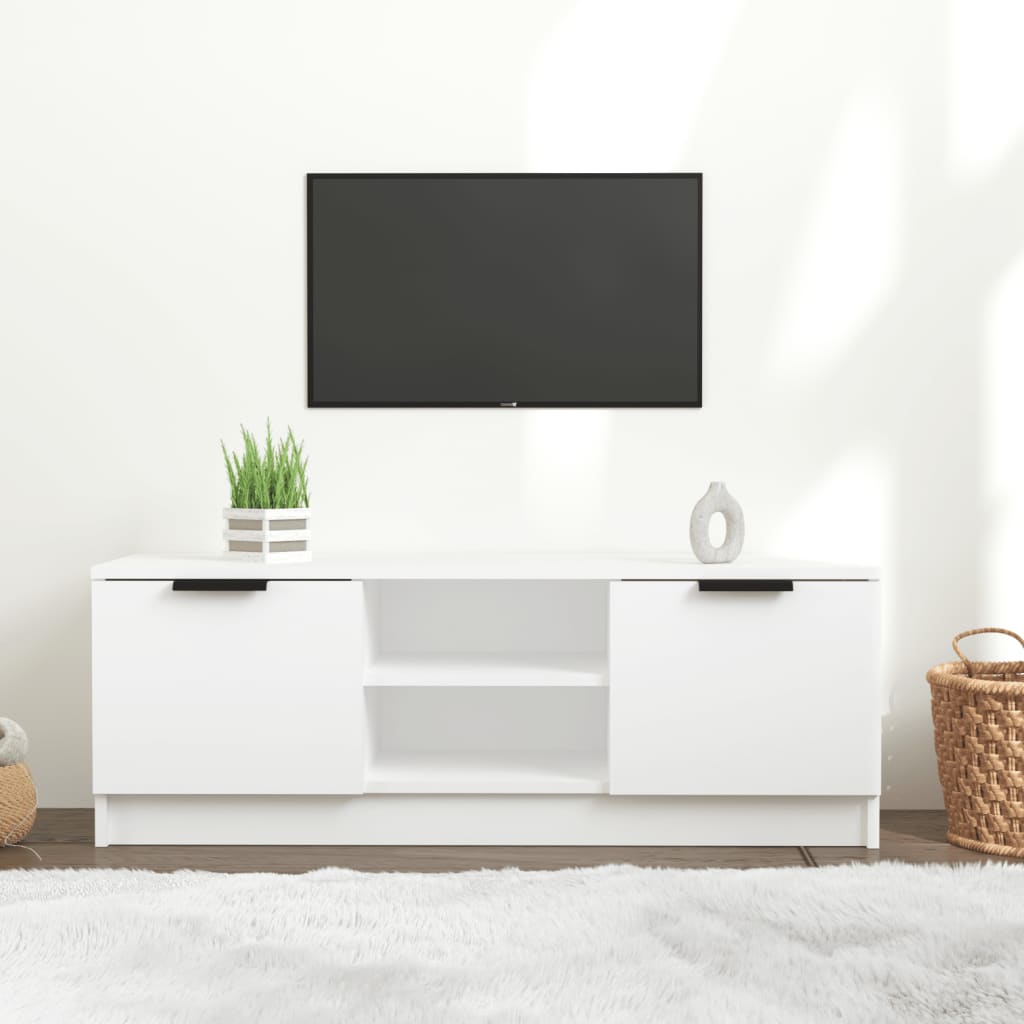 Meuble TV Blanc 102x35x36,5 cm Bois d'ingénierie