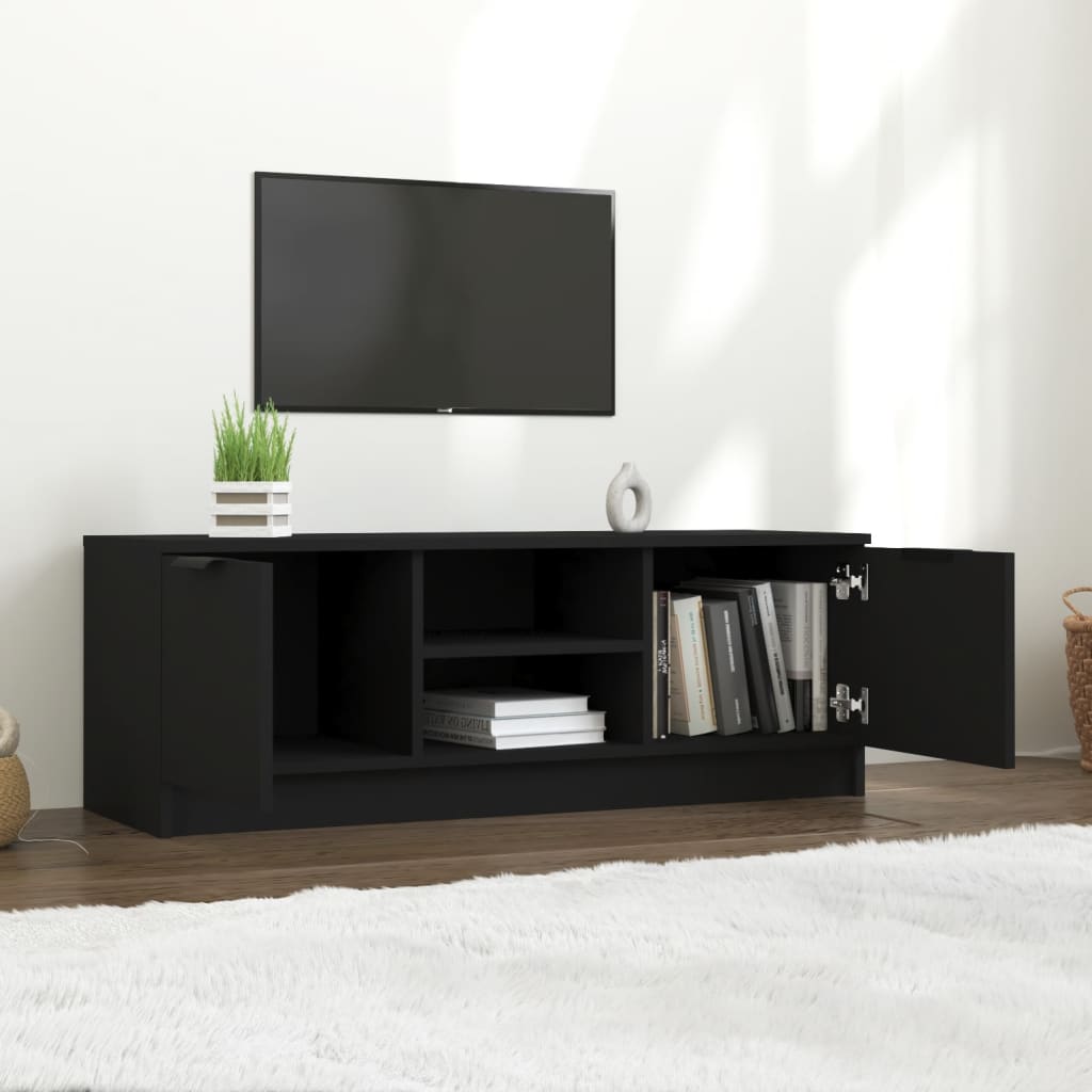 Black TV cabinet 102x35x36.5 cm Engineered wood