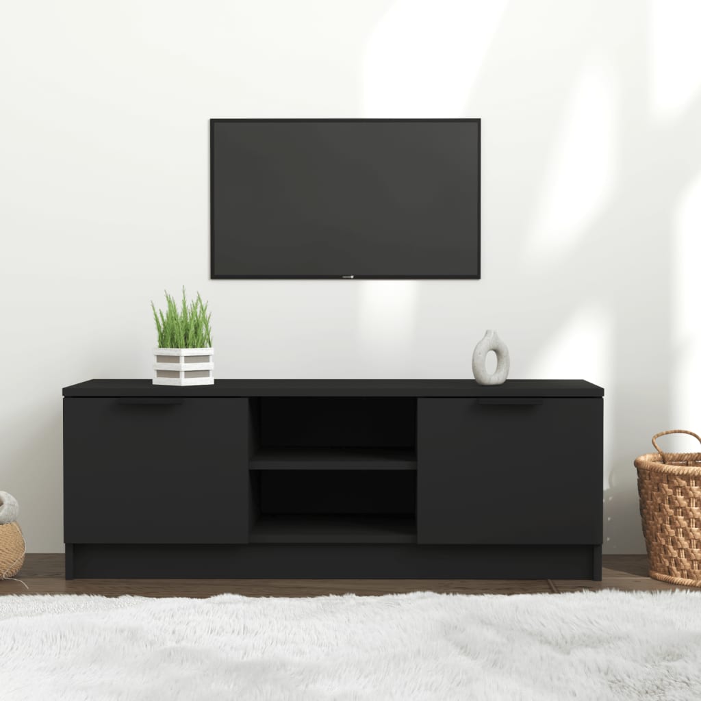 Black TV cabinet 102x35x36.5 cm Engineered wood