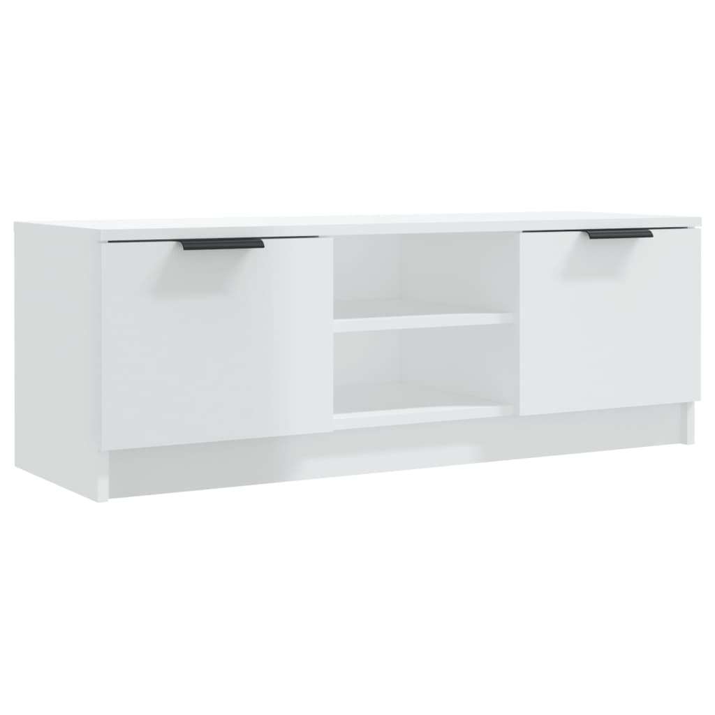 Meuble TV Blanc brillant 102x35x36,5 cm Bois d'ingénierie