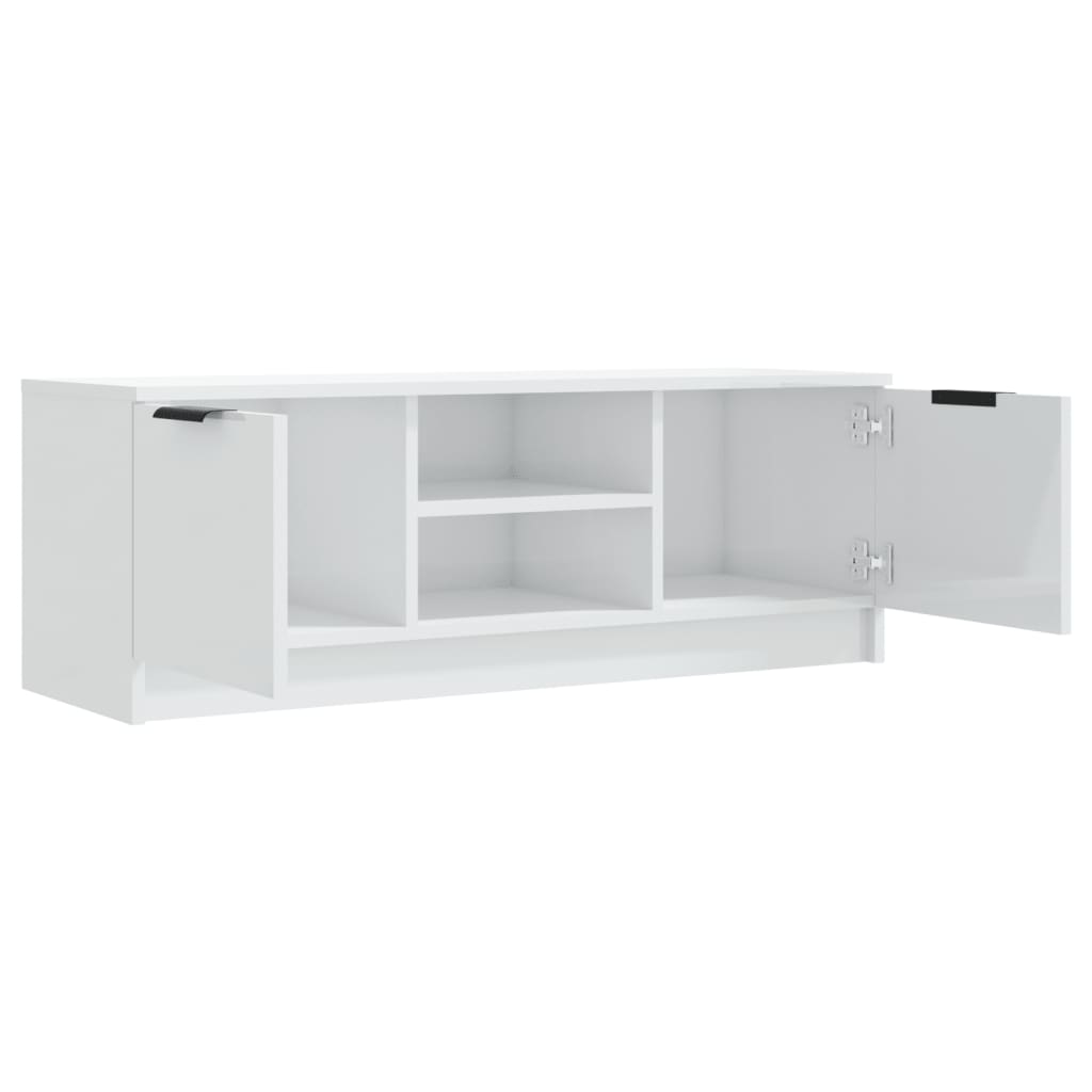 Meuble TV Blanc brillant 102x35x36,5 cm Bois d'ingénierie