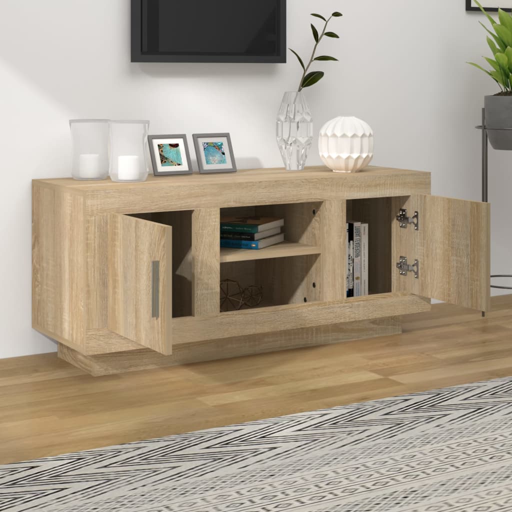 Meuble TV chêne sonoma 102x35x45 cm bois d'ingénierie