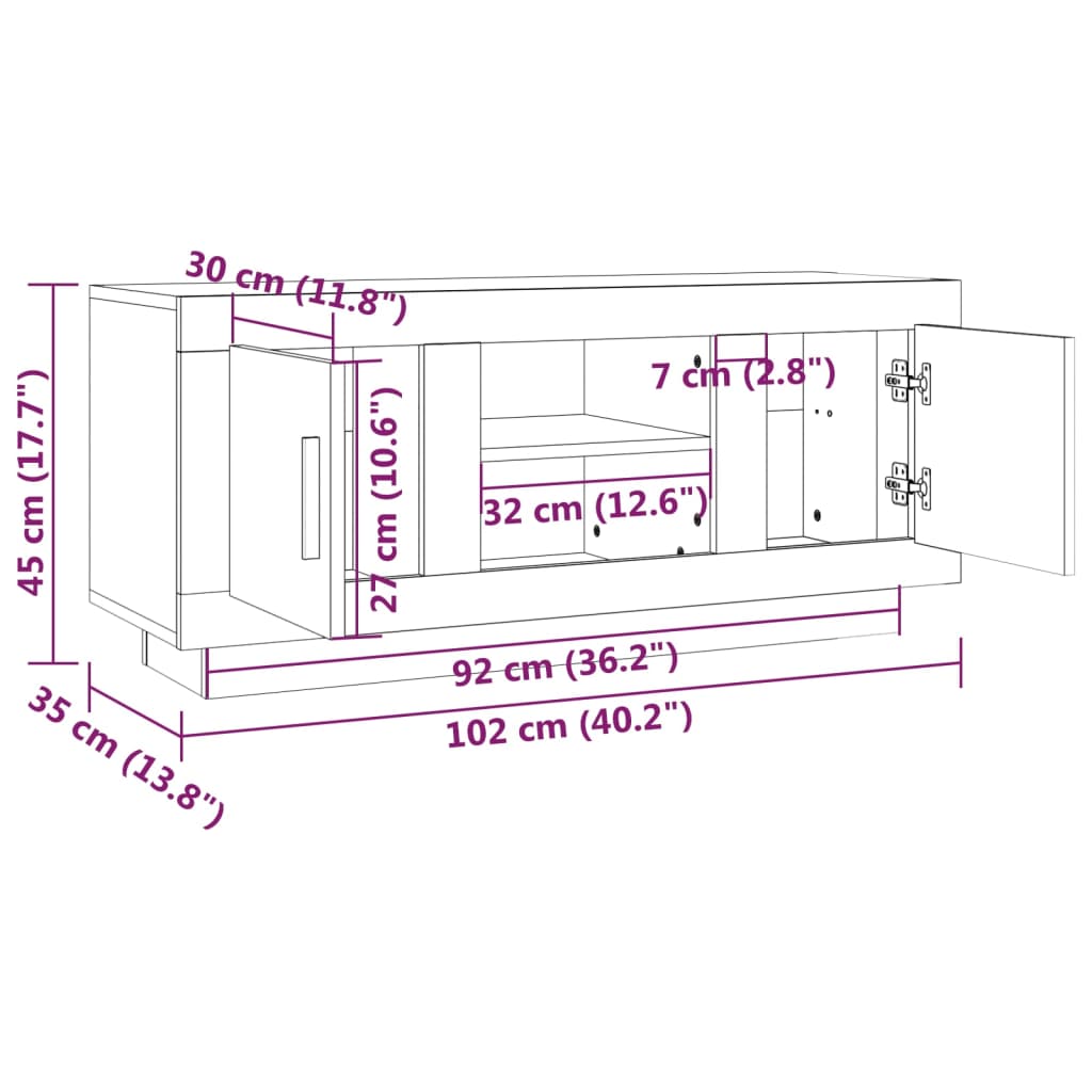 Sonoma oak TV cabinet 102x35x45 cm engineered wood