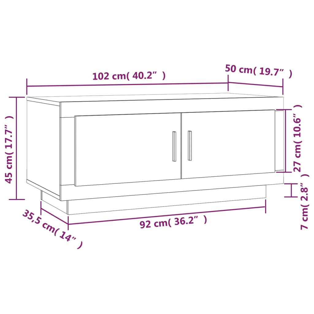 Table basse blanc 102x50x45 cm bois d'ingénierie