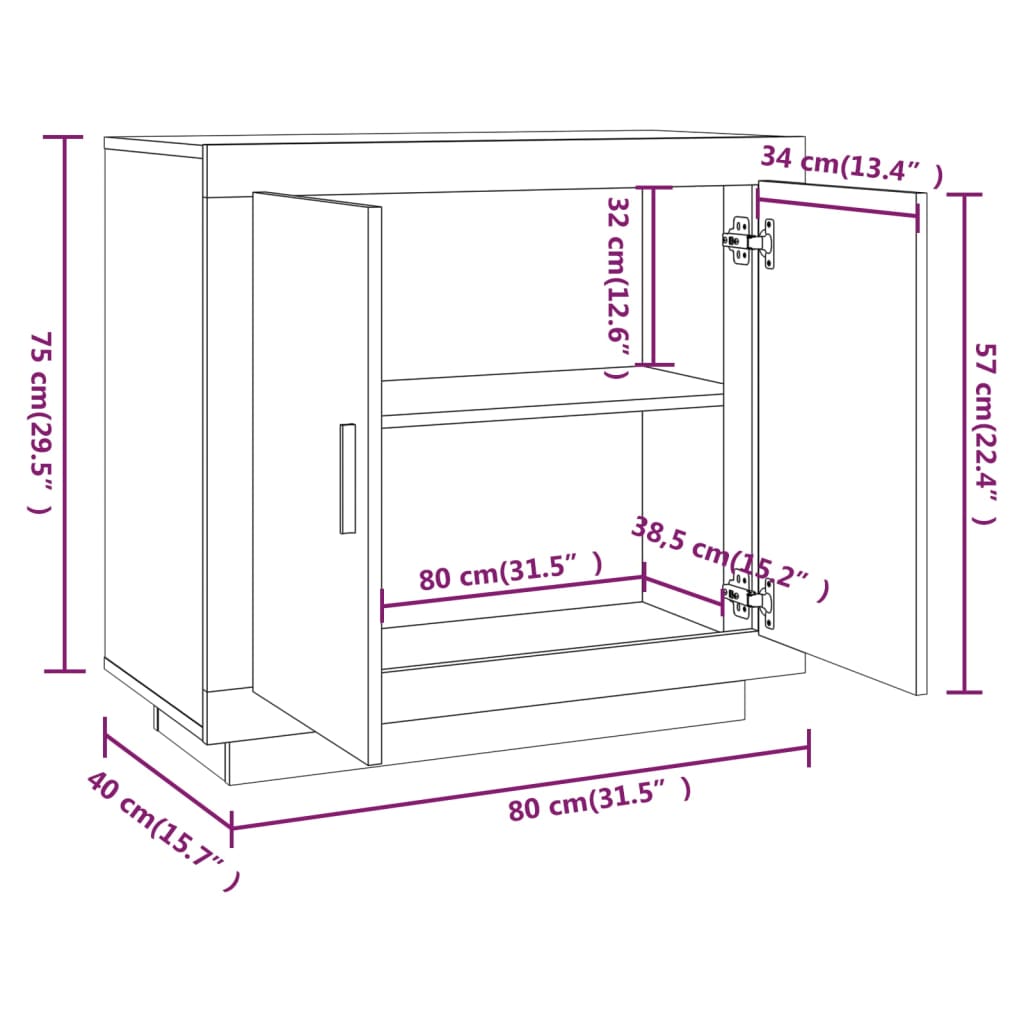 Buffet Blanc 80x40x75 cm Bois d'ingénierie