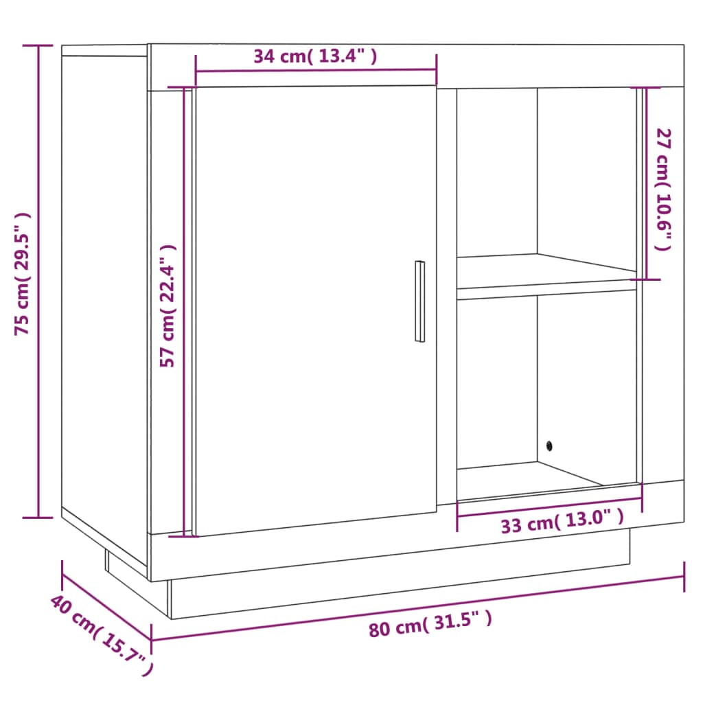 Buffet Blanc 80x40x75 cm