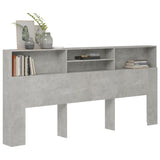 Armoire de tête de lit Gris béton 220x19x103,5 cm