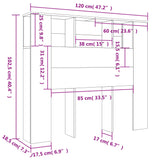 Armoire de tête de lit chêne sonoma 120x18,5x102,5 cm