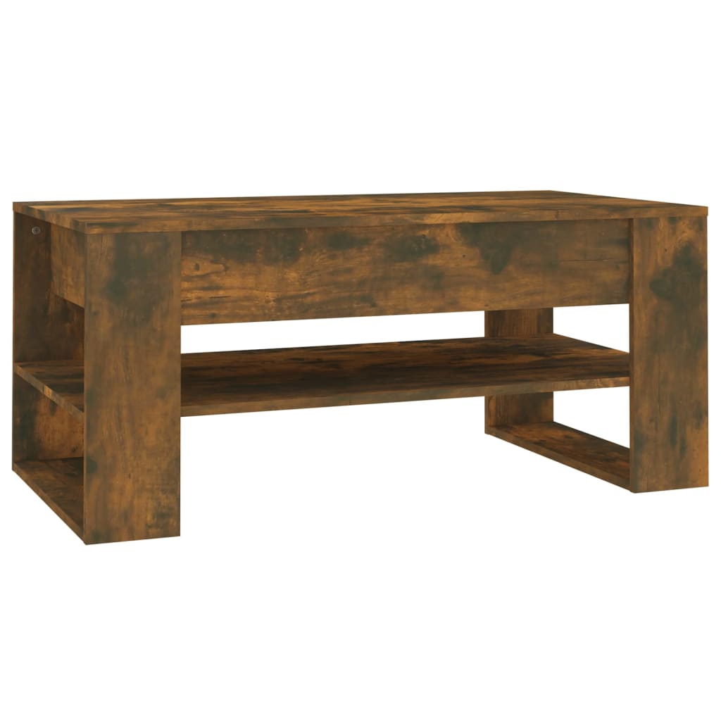 Table basse chêne fumé 102x55x45 cm bois d'ingénierie