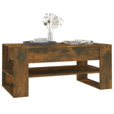 Table basse chêne fumé 102x55x45 cm bois d'ingénierie