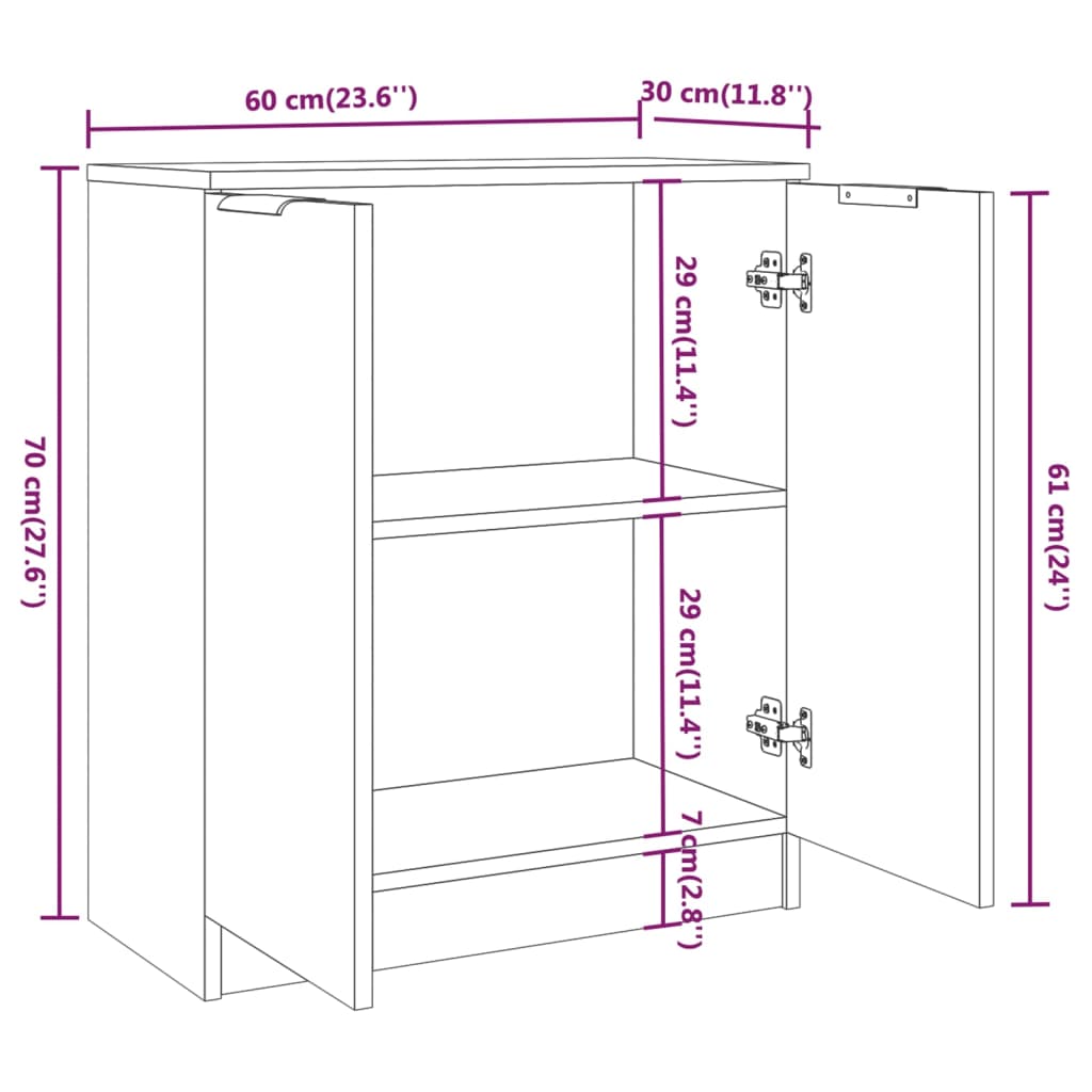 Sonoma gray sideboard 60x30x70 cm Engineered wood