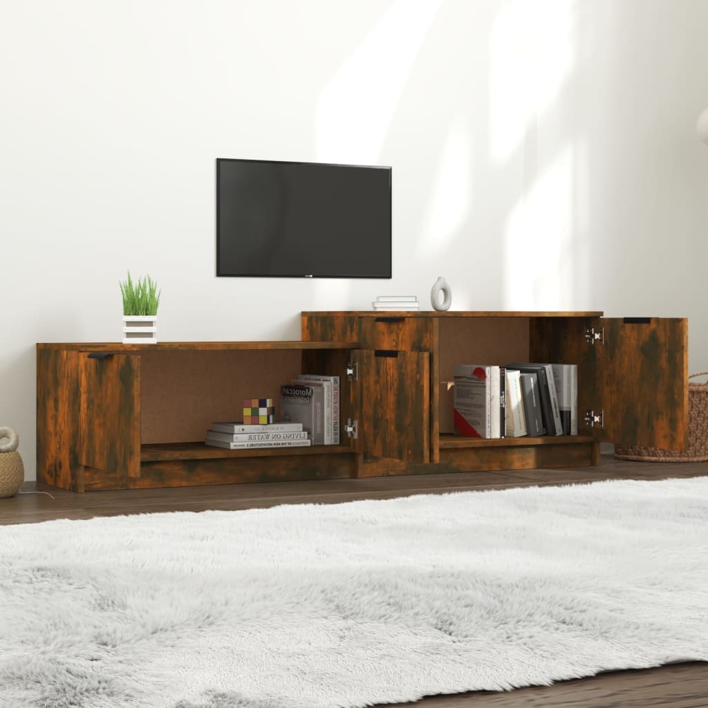 Meuble TV Chêne fumé 158,5x36x45 cm Bois d'ingénierie