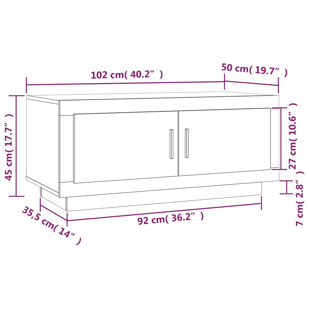 Table basse Chêne fumé 102x50x45 cm Bois d'ingénierie