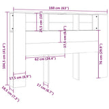 Armoire de tête de lit chêne fumé 160x18,5x104,5 cm