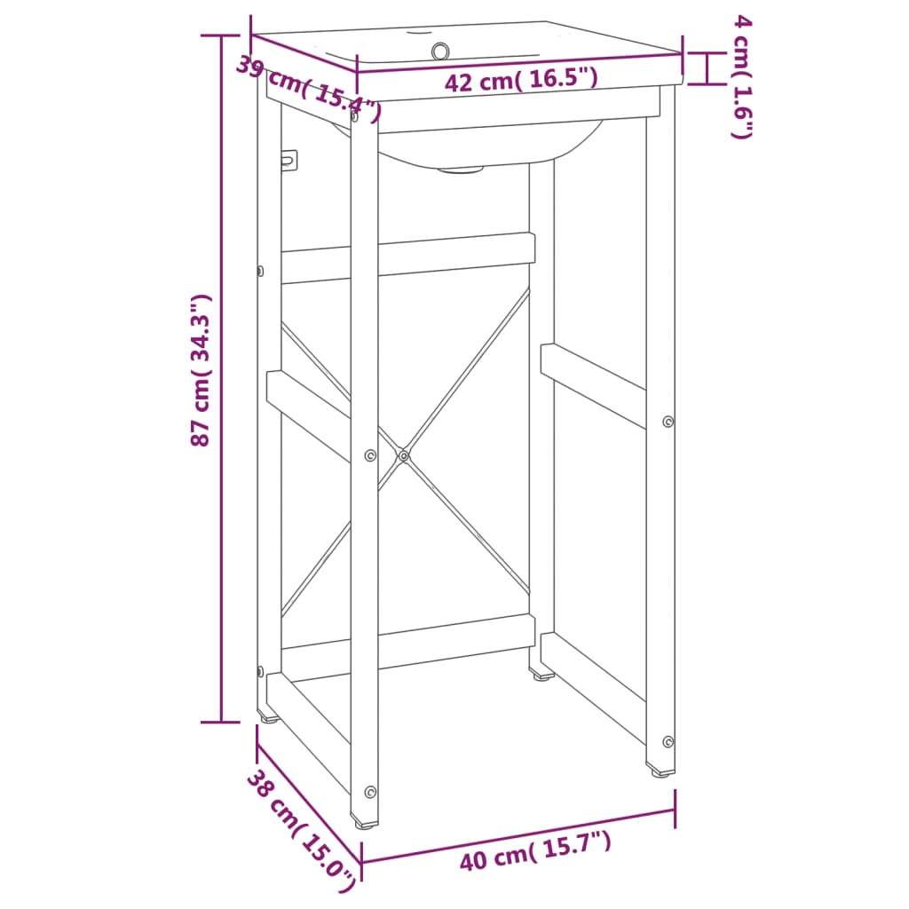 Cadre de lavabo de salle de bain vasque à encastrer Blanc Fer