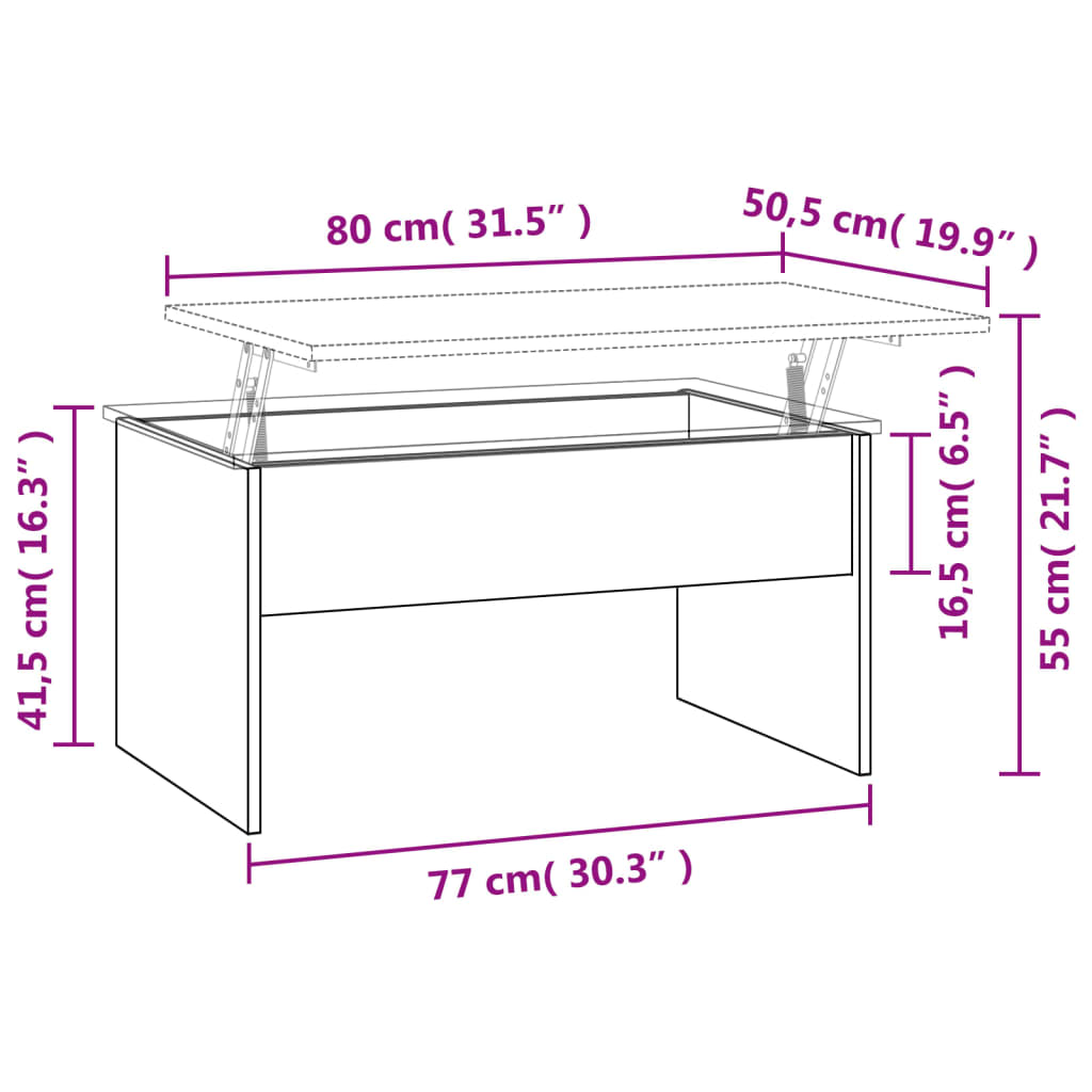 Couchtisch Weiß 80x50,5x41,5 cm Holzwerkstoff