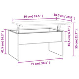 Table basse noir 80x50,5x41,5 cm bois d'ingénierie