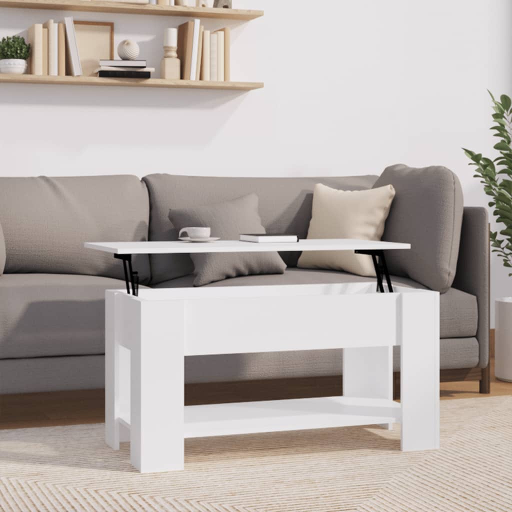 White coffee table 101x49x52 cm engineered wood