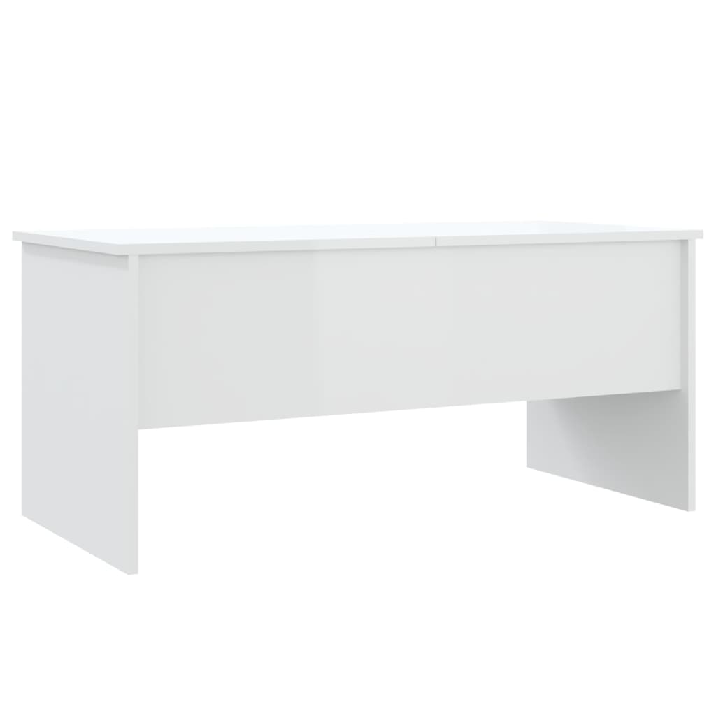 Table basse blanc brillant 102x50,5x46,5 cm bois d'ingénierie