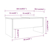 Table basse blanc brillant 102x50,5x46,5 cm bois d'ingénierie