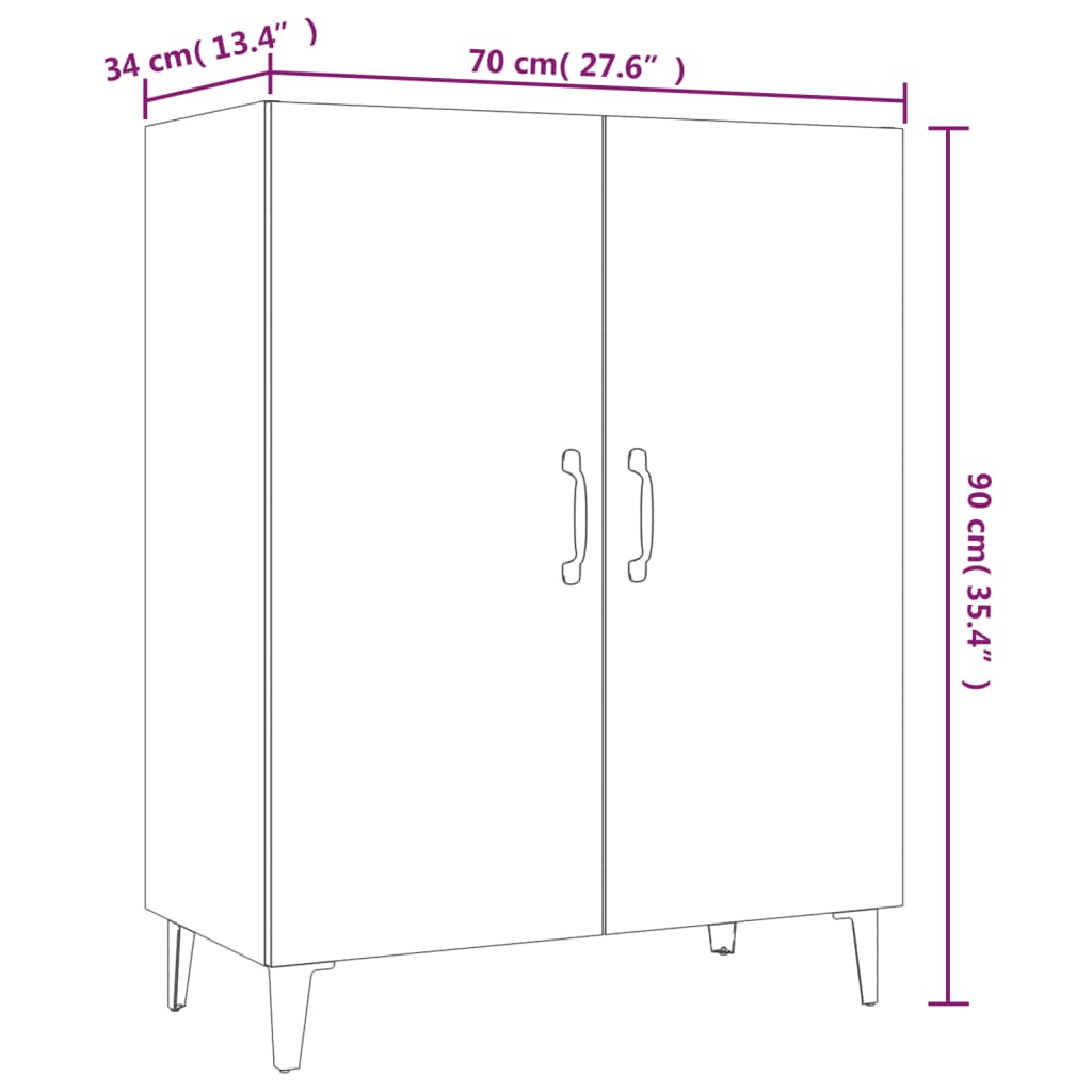 Schwarzes Sideboard 70 x 34 x 90 cm. Holzwerkstoff