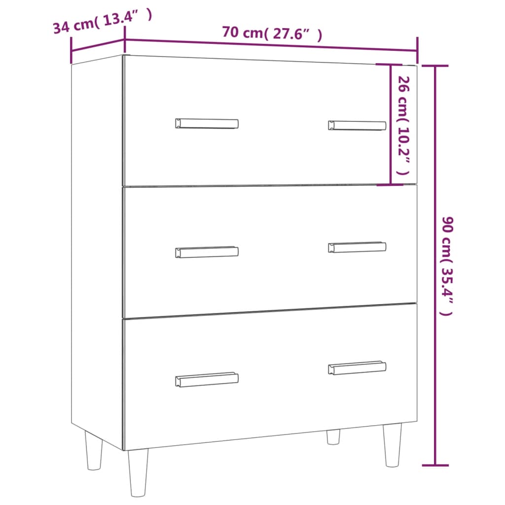 Buffet Gris béton 70x34x90 cm Bois d'ingénierie