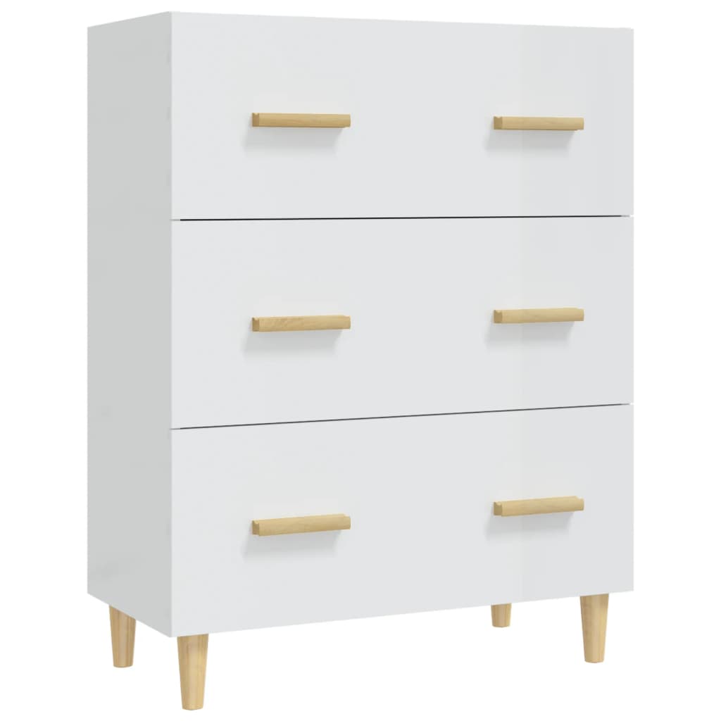 Buffet Blanc brillant 70x34x90 cm Bois d'ingénierie