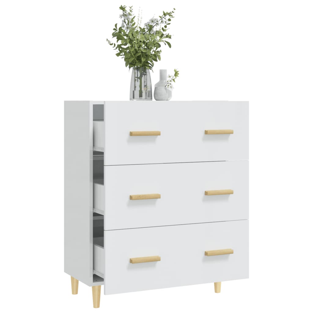 Buffet Blanc brillant 70x34x90 cm Bois d'ingénierie