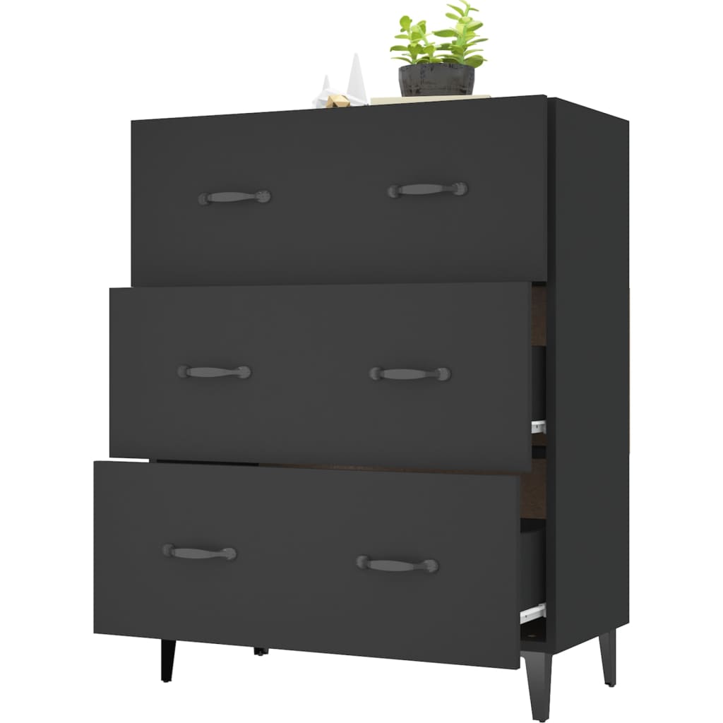 Schwarzes Sideboard 69,5 x 34 x 90 cm, Holzwerkstoff