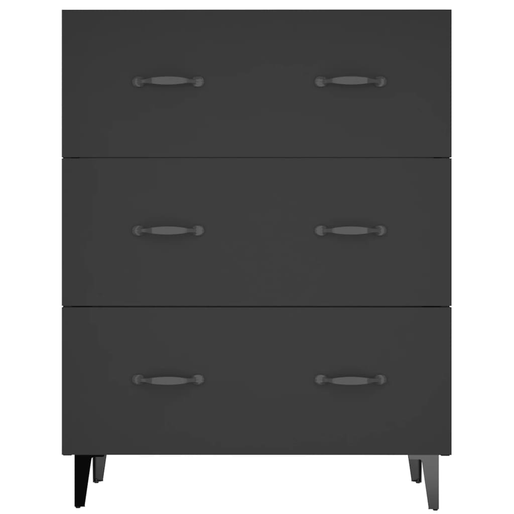 Schwarzes Sideboard 69,5 x 34 x 90 cm, Holzwerkstoff