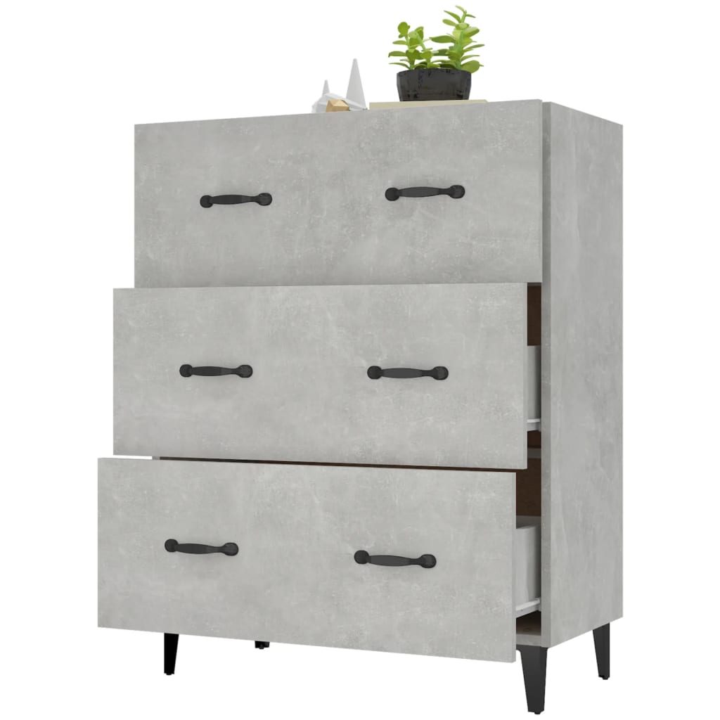 Buffet gris béton 69,5x34x90 cm bois d'ingénierie