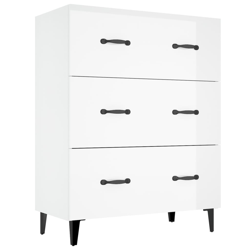 Sideboard Glossy white 69.5x34x90 cm Engineered wood