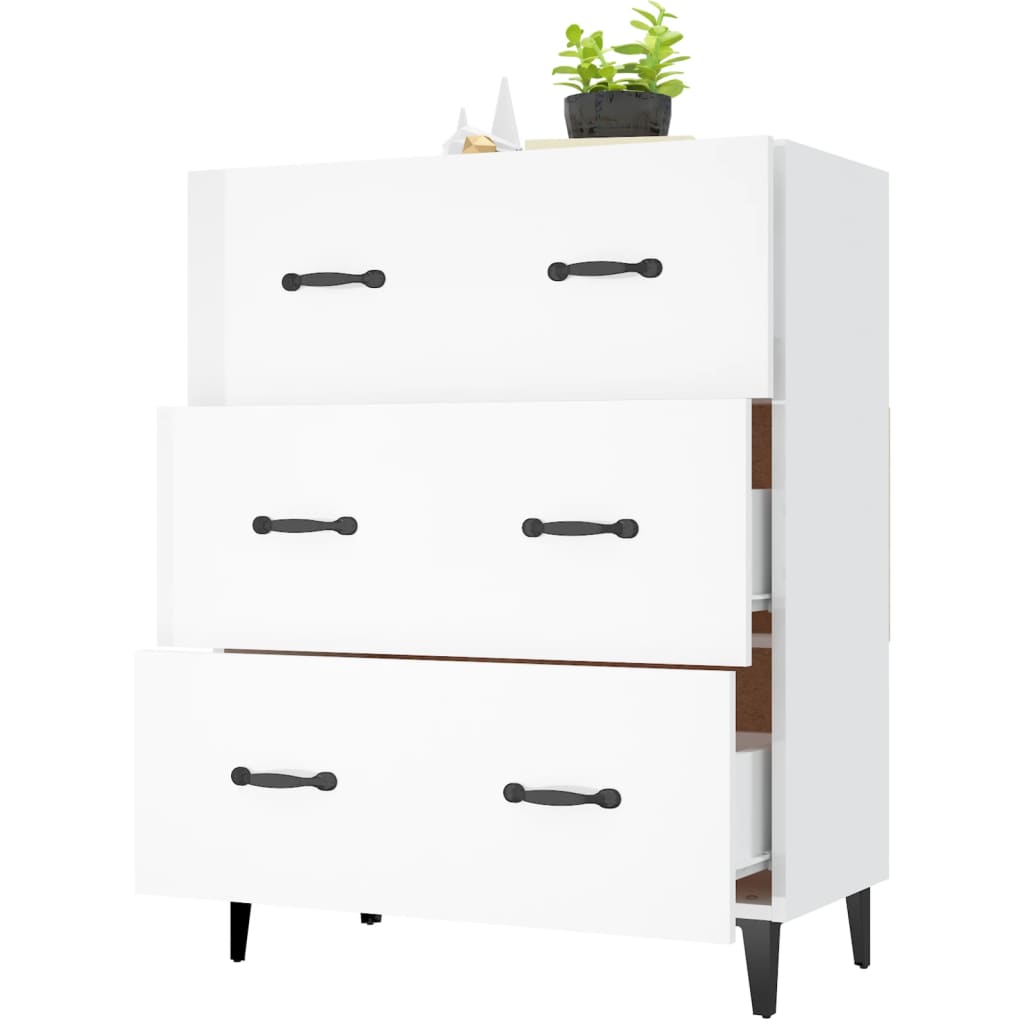 Sideboard Glossy white 69.5x34x90 cm Engineered wood