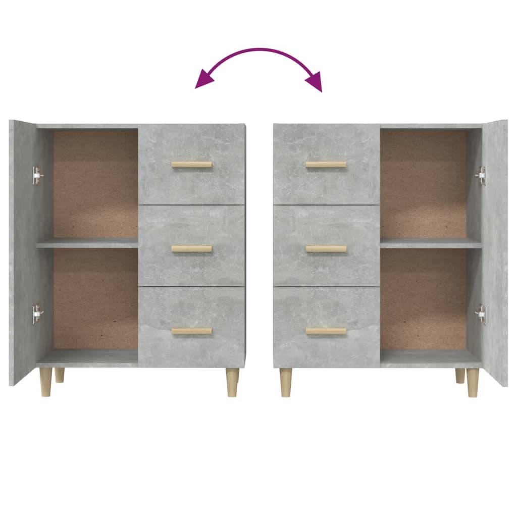 Buffet gris béton 69,5x34x90 cm bois d'ingénierie