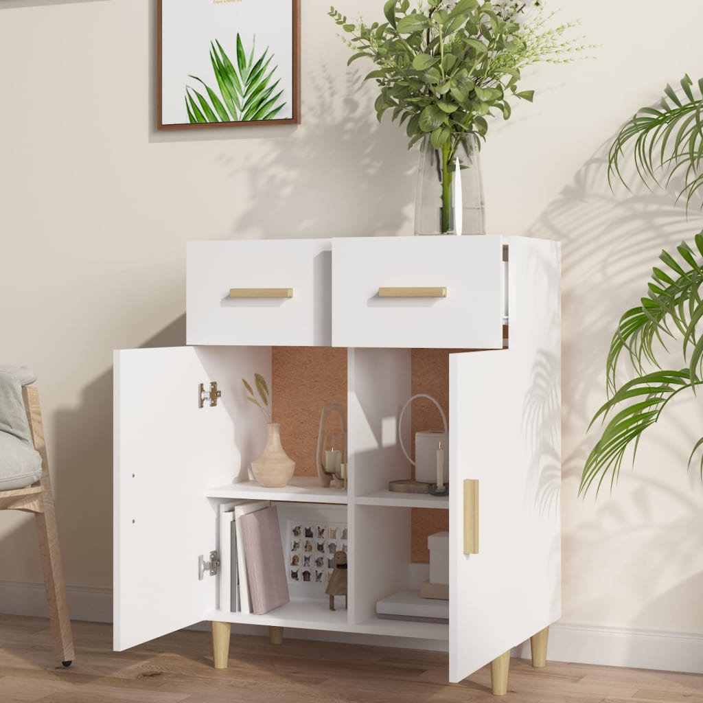 Buffet blanc 69,5x34x89 cm bois d’ingénierie