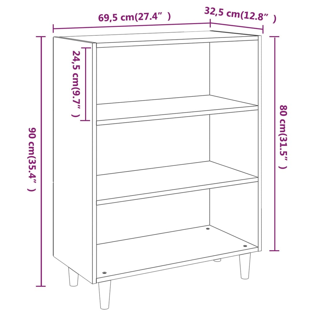 Buffet Gris béton 69,5x32,5x90 cm Bois d'ingénierie