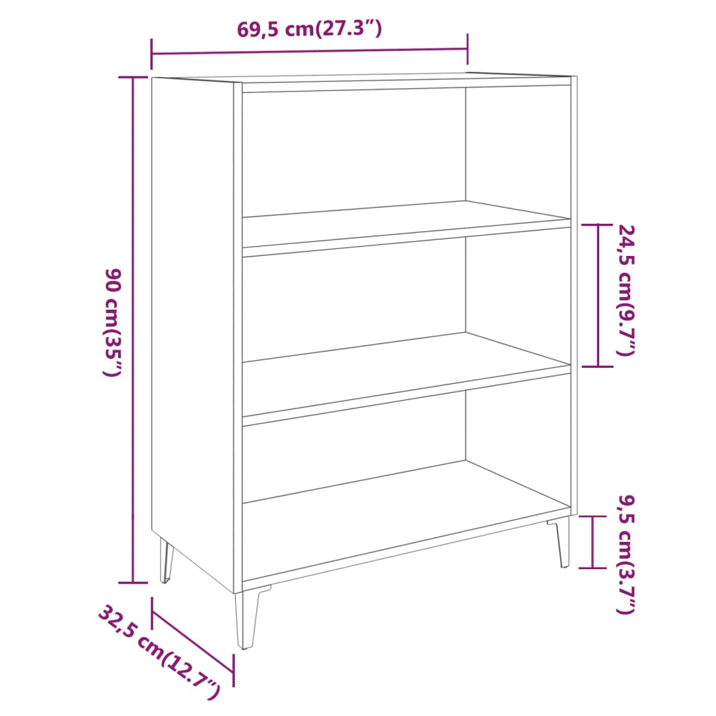 Buffet Noir 69,5x32,5x90 cm Bois d'ingénierie