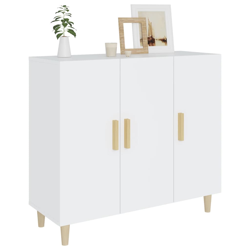 Buffet blanc 90x34x80 cm bois d'ingénierie