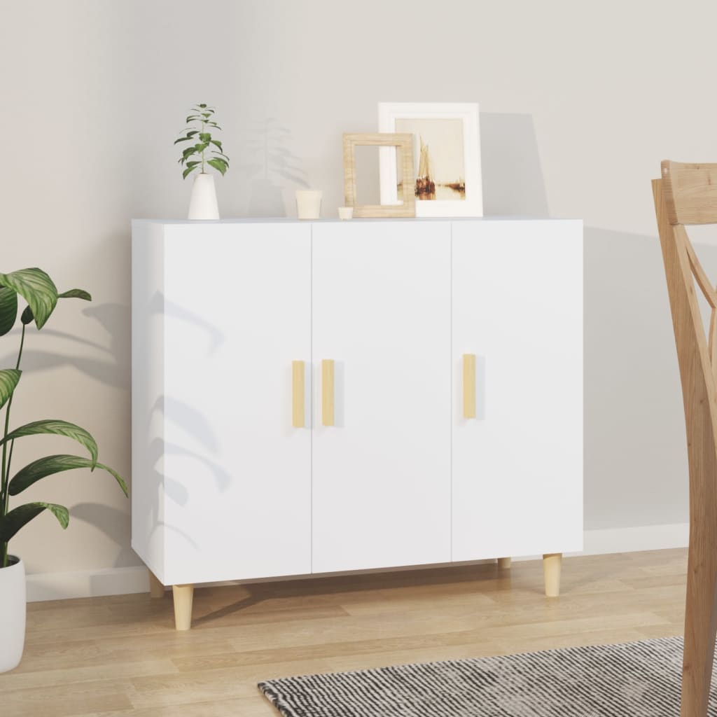 Buffet blanc 90x34x80 cm bois d'ingénierie