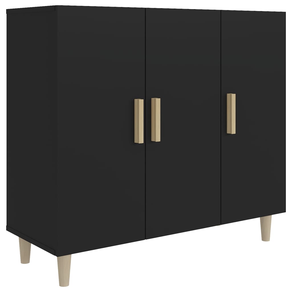 Schwarzes Sideboard 90x34x80 cm aus Holzwerkstoff