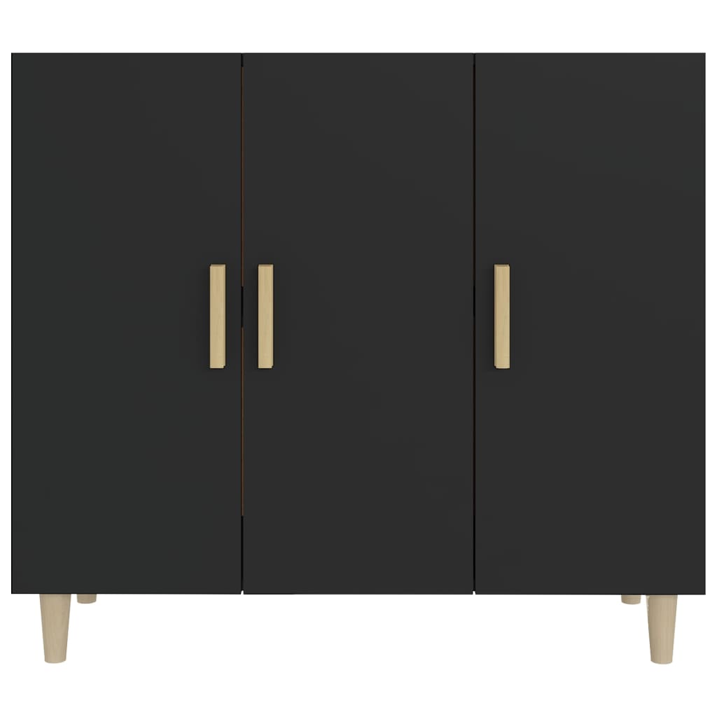 Schwarzes Sideboard 90x34x80 cm aus Holzwerkstoff