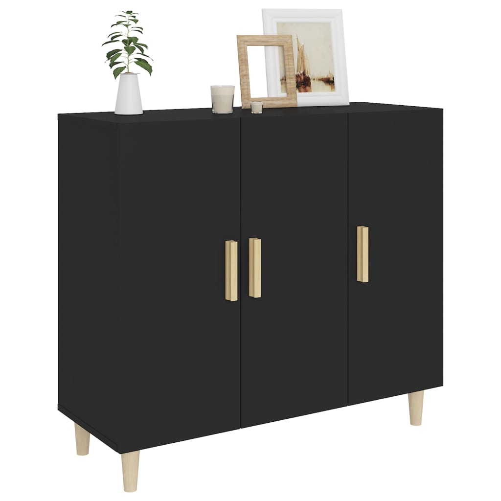 Schwarzes Sideboard 90x34x80 cm aus Holzwerkstoff