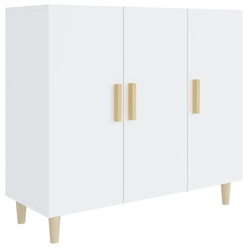 Buffet blanc brillant 90x34x80 cm bois d'ingénierie